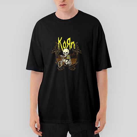 Korn Skull Oversize Siyah Tişört