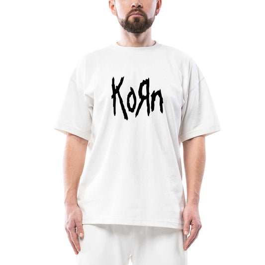 Korn Logo 2 Oversize Beyaz Tişört