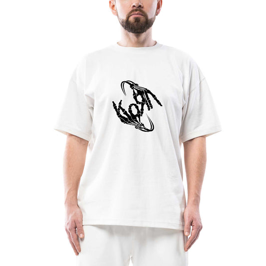 Korn Bone Hand Oversize Beyaz Tişört