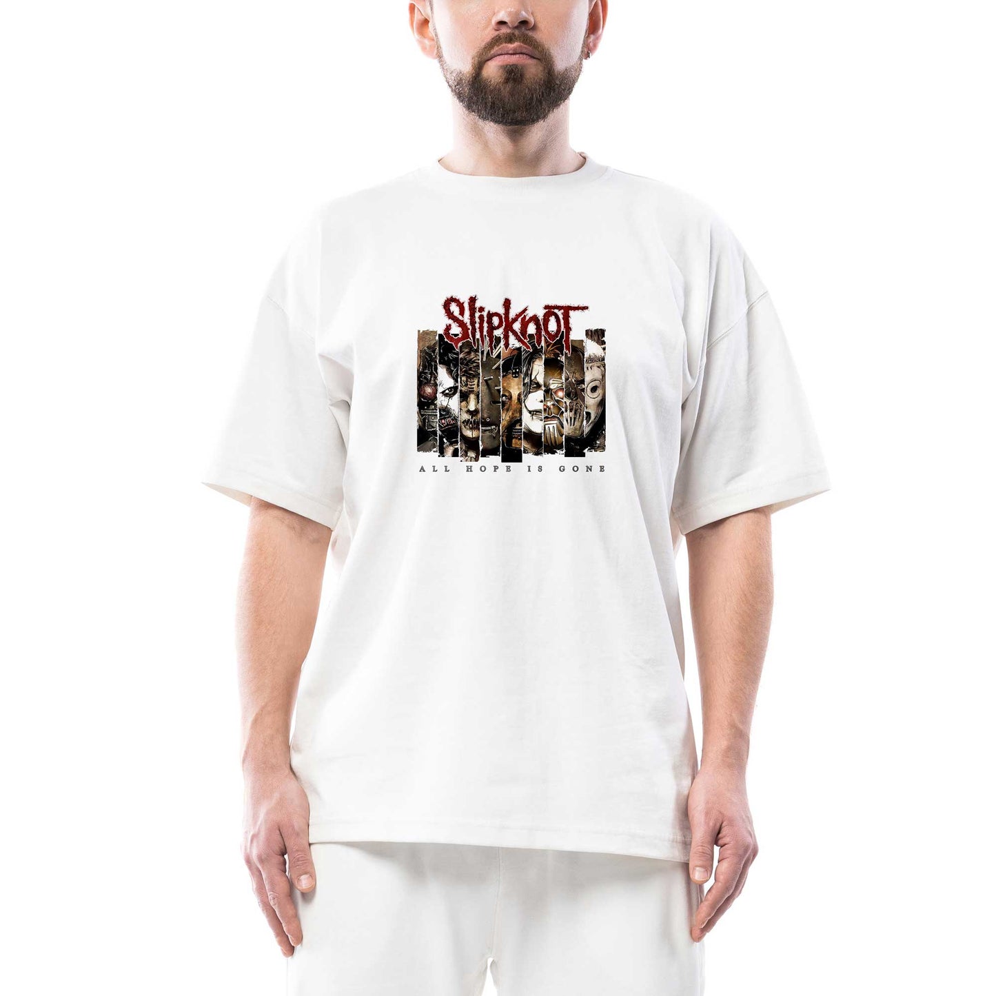 Slipknot All Hope Is Gope Oversize Beyaz Tişört