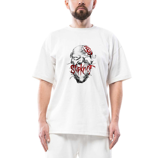 Slipknot Eight Head Oversize Beyaz Tişört