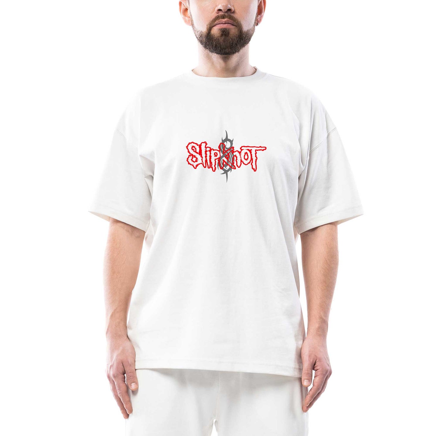 Slipknot Logo Oversize Beyaz Tişört