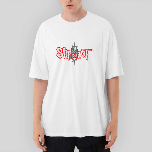 Slipknot Logo Oversize Beyaz Tişört