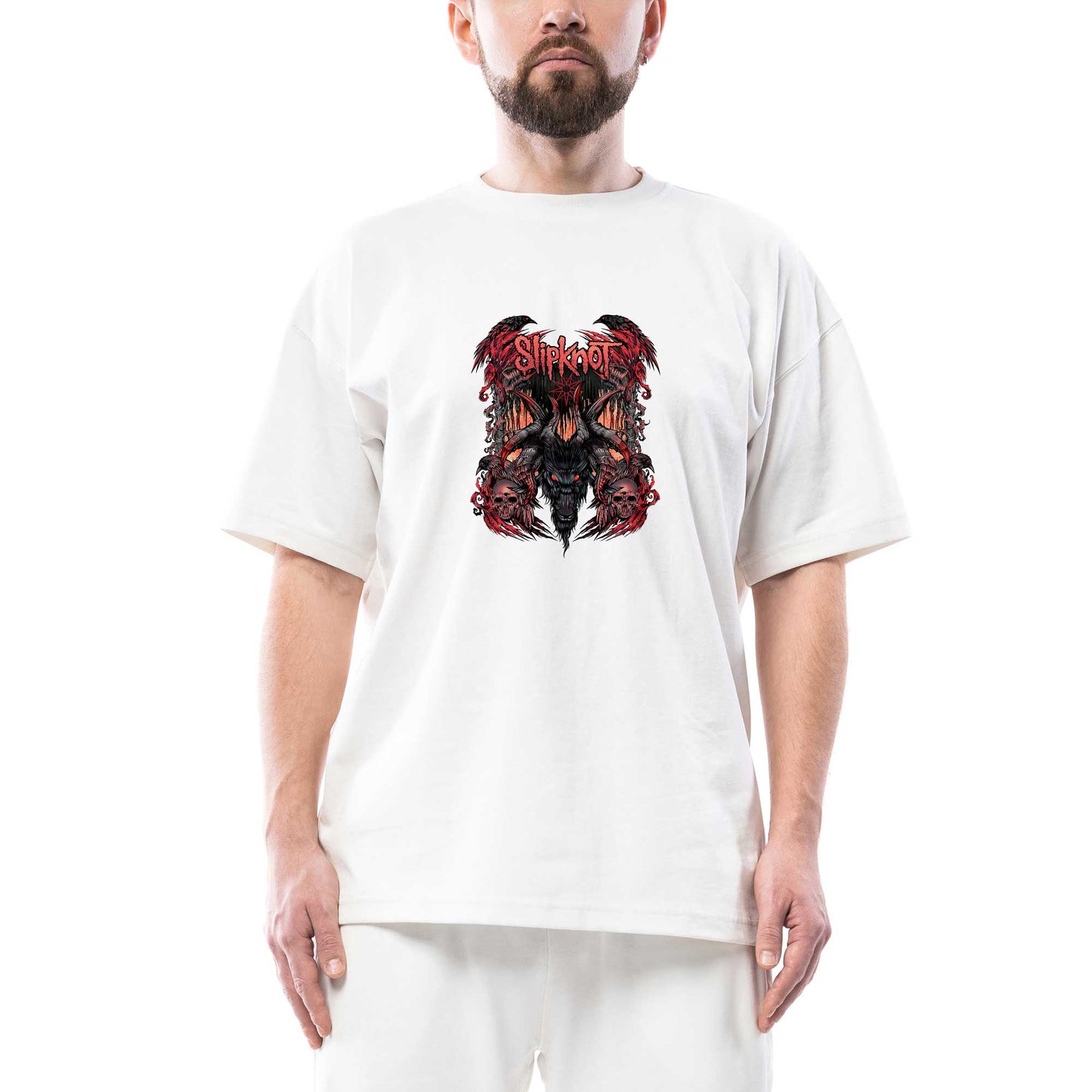 Slipknot Ram Head Oversize Beyaz Tişört