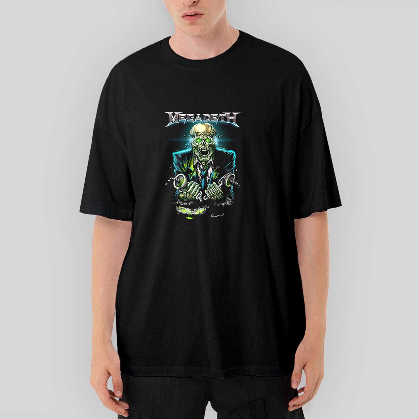 Megadeth Skull Riot Oversize Siyah Tişört