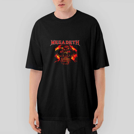 Megadeth Burn Skull Oversize Siyah Tişört