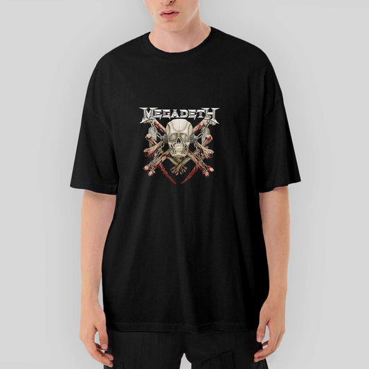 Megadeth Skull Oversize Siyah Tişört