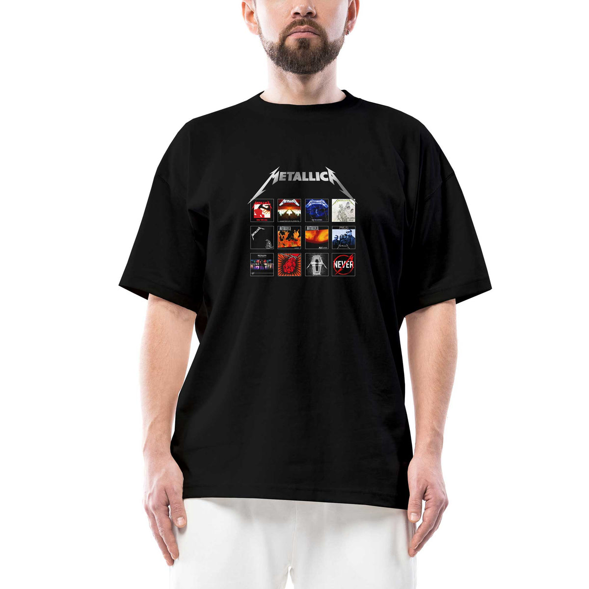 Metallica Album Covers Oversize Siyah Tişört