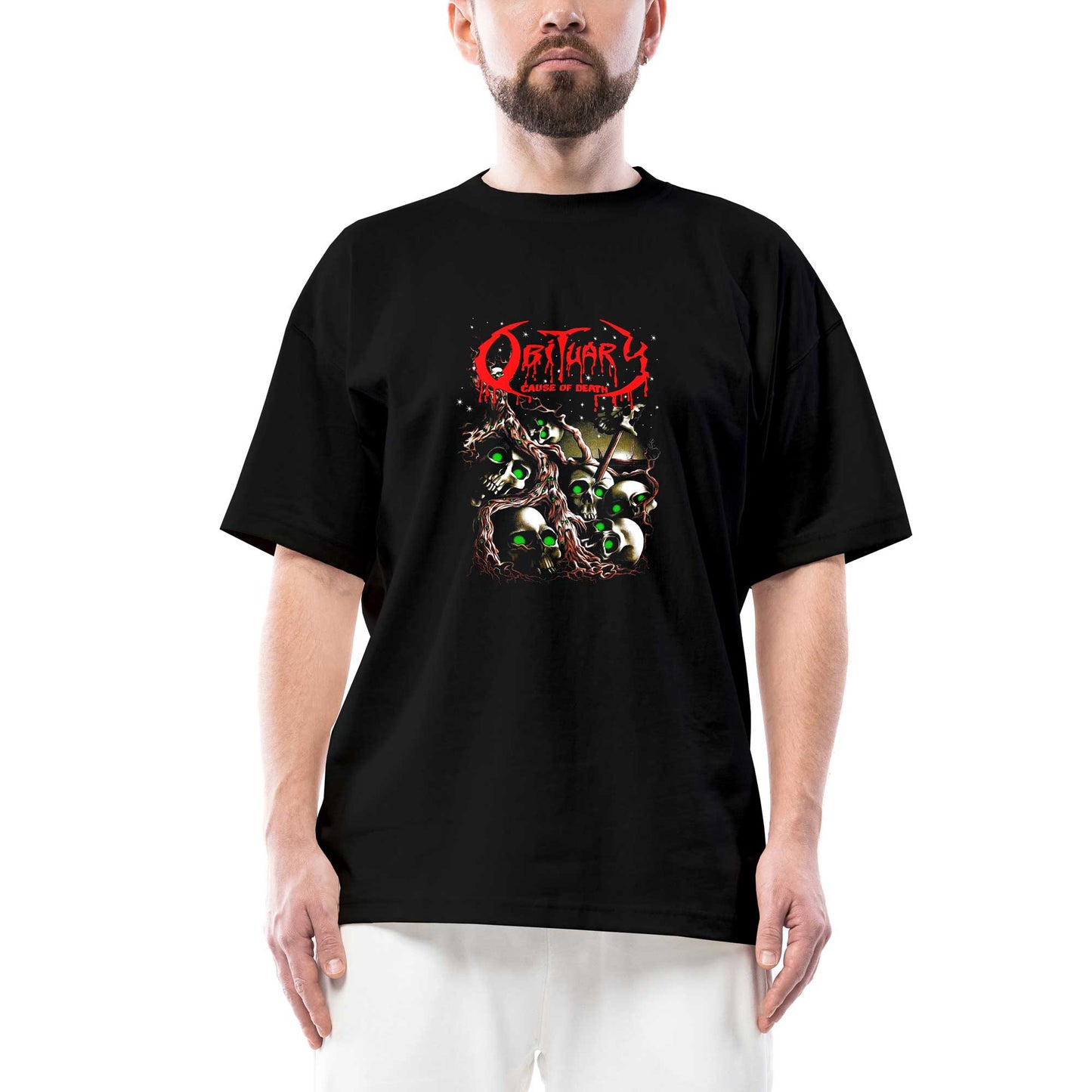 Obituary Skull Stairs Oversize Siyah Tişört