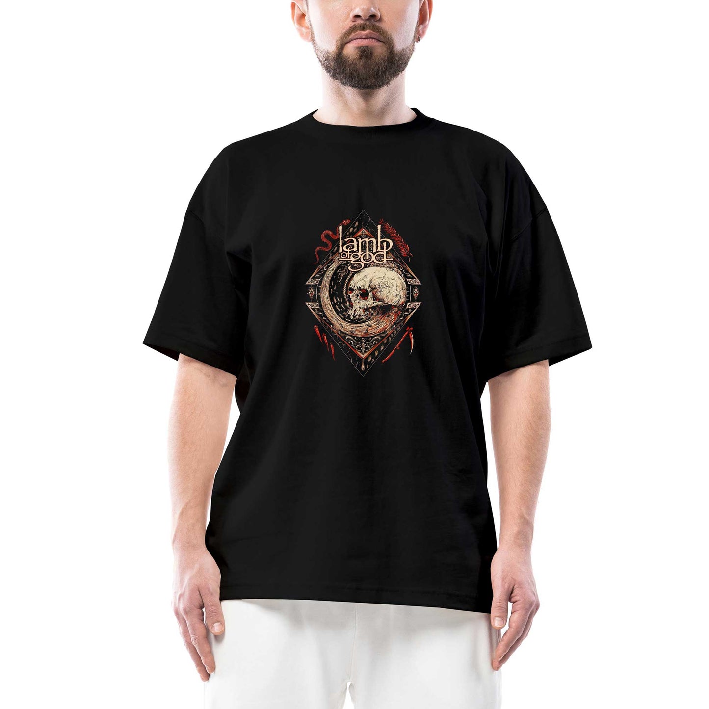 Lamb Of God Band Lightweight Skull Oversize Siyah Tişört