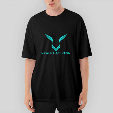 Lewis Hamilton Logo 2 Oversize Siyah Tişört