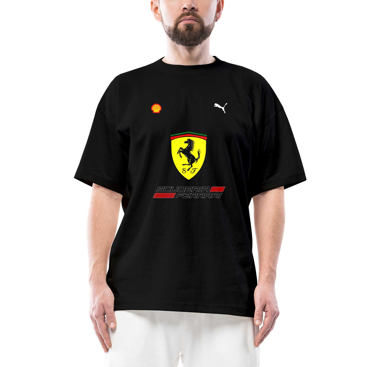 F1 Ferrari Oversize Siyah Tişört