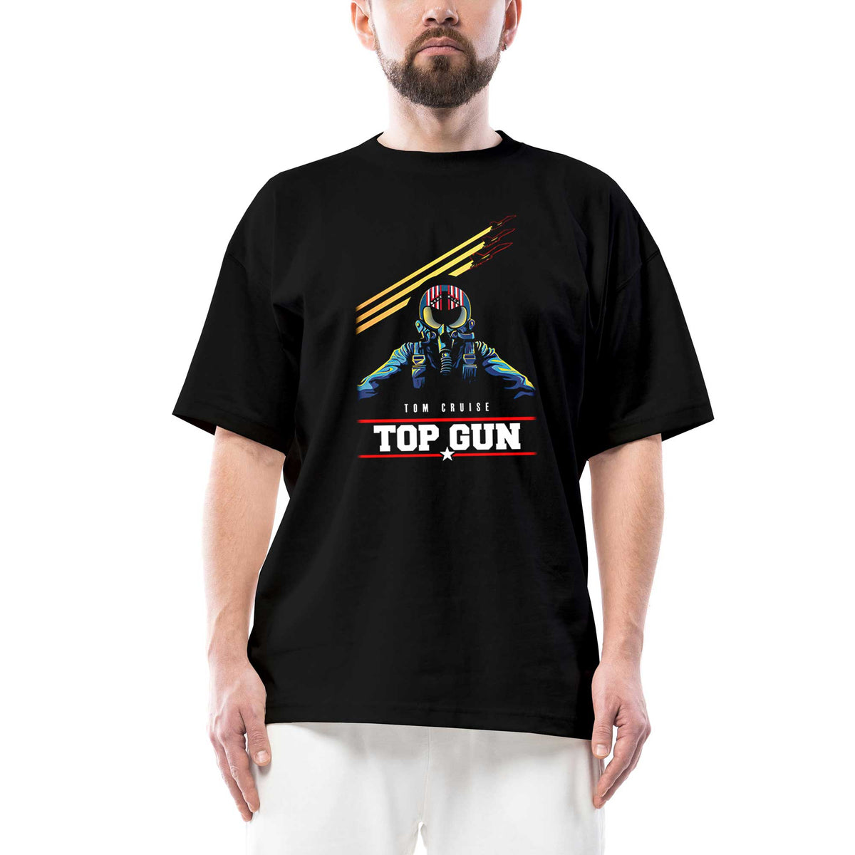 Top Gun Tom Cruise Oversize Siyah Tişört