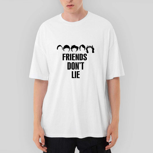 Stranger Things Friend Dont Lie Oversize Beyaz Tişört