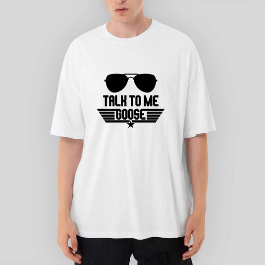 Top Gun Talk To Me Oversize Beyaz Tişört