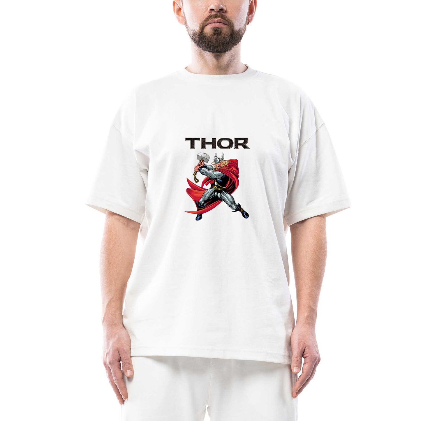 Thor Character Animation Oversize Siyah Tişört