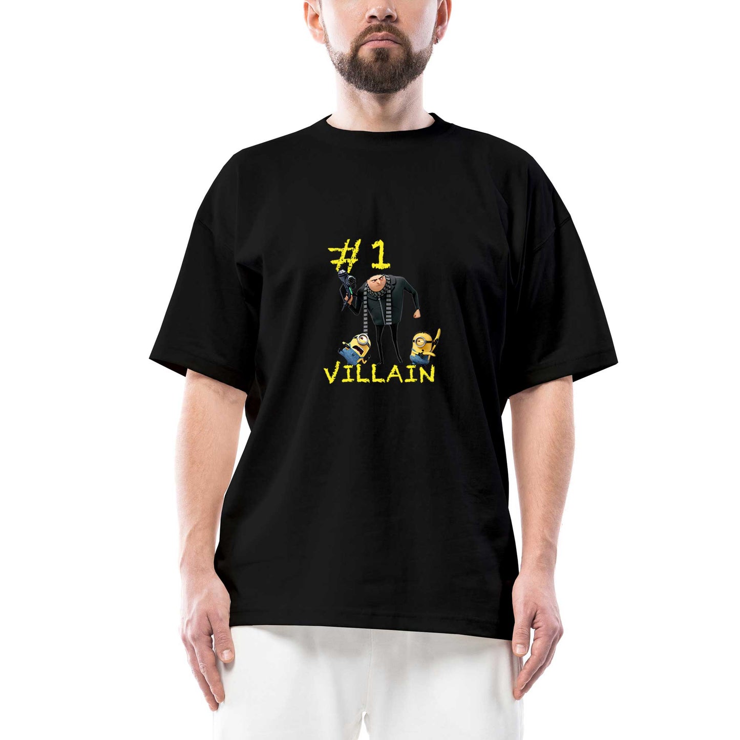 MinIrons And Gru Villain Oversize Siyah Tişört