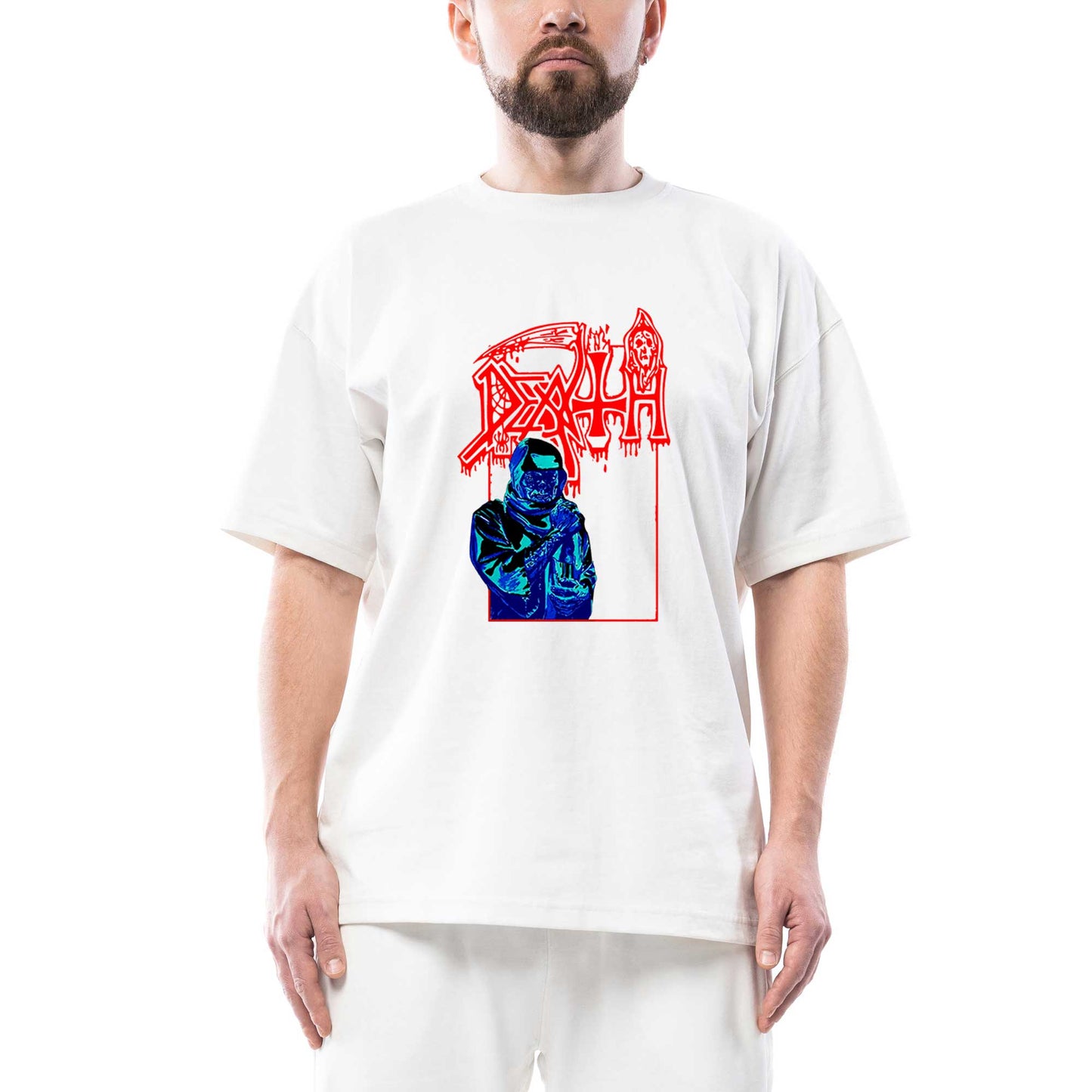 Death Lepros Oversize Beyaz Tişört