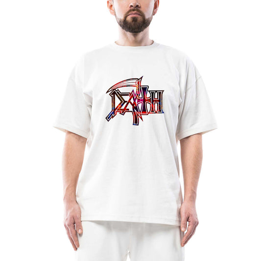 Death Rainbow Oversize Beyaz Tişört