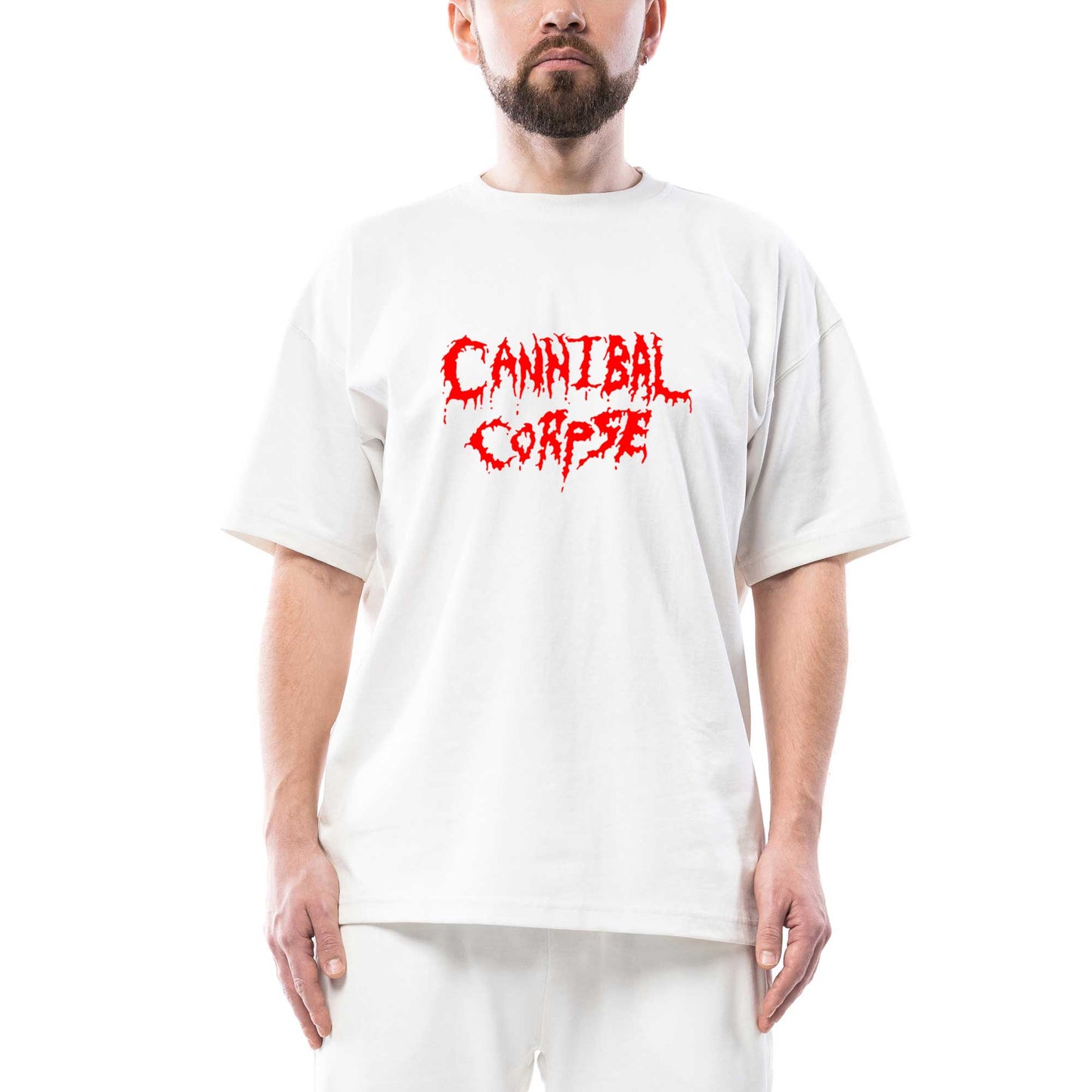 Cannibal Corpse Logo Oversize Beyaz Tişört