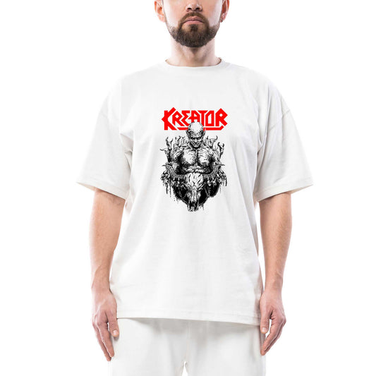 Kreator Devil Inside Oversize Beyaz Tişört