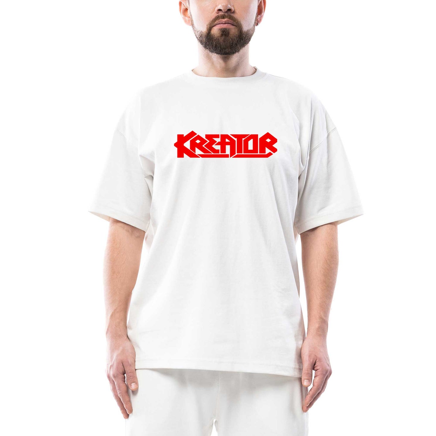 Kreator Logo Red Oversize Beyaz Tişört