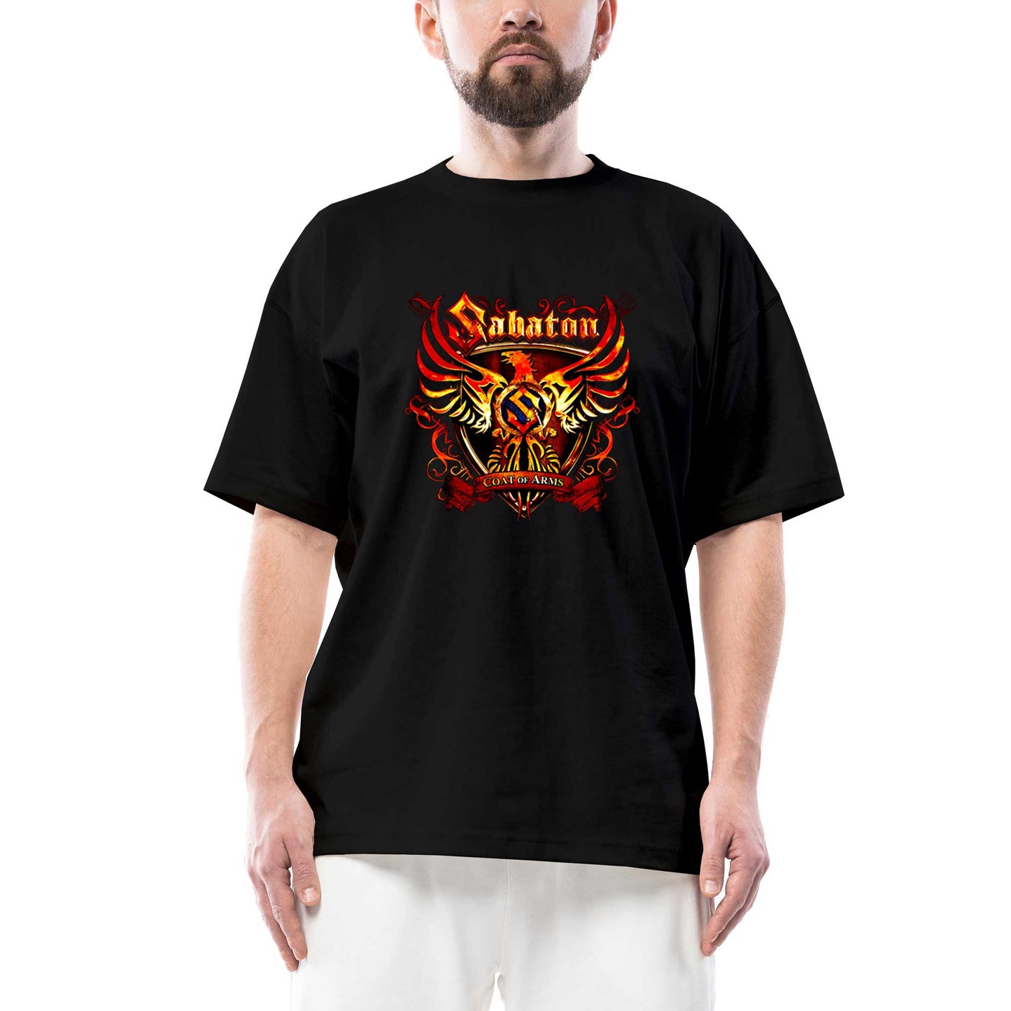 Sabaton Coat of Arms Oversize Siyah Tişört