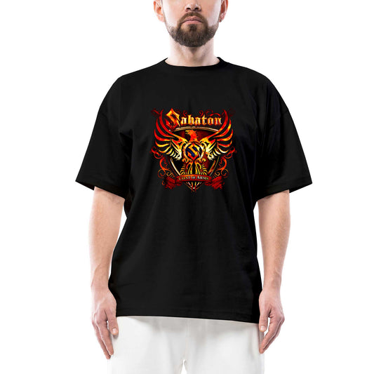 Sabaton Coat of Arms Oversize Siyah Tişört