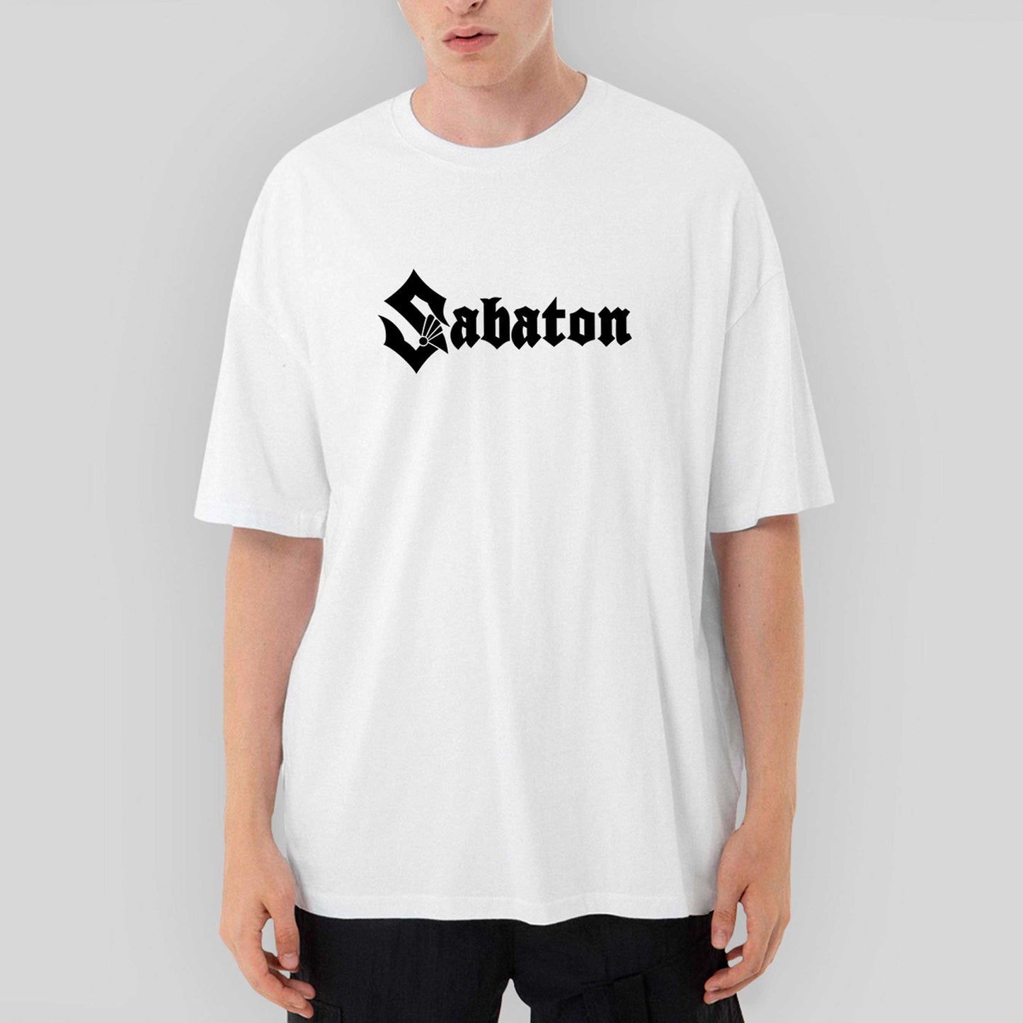 Sabaton Logo Oversize Beyaz Tişört