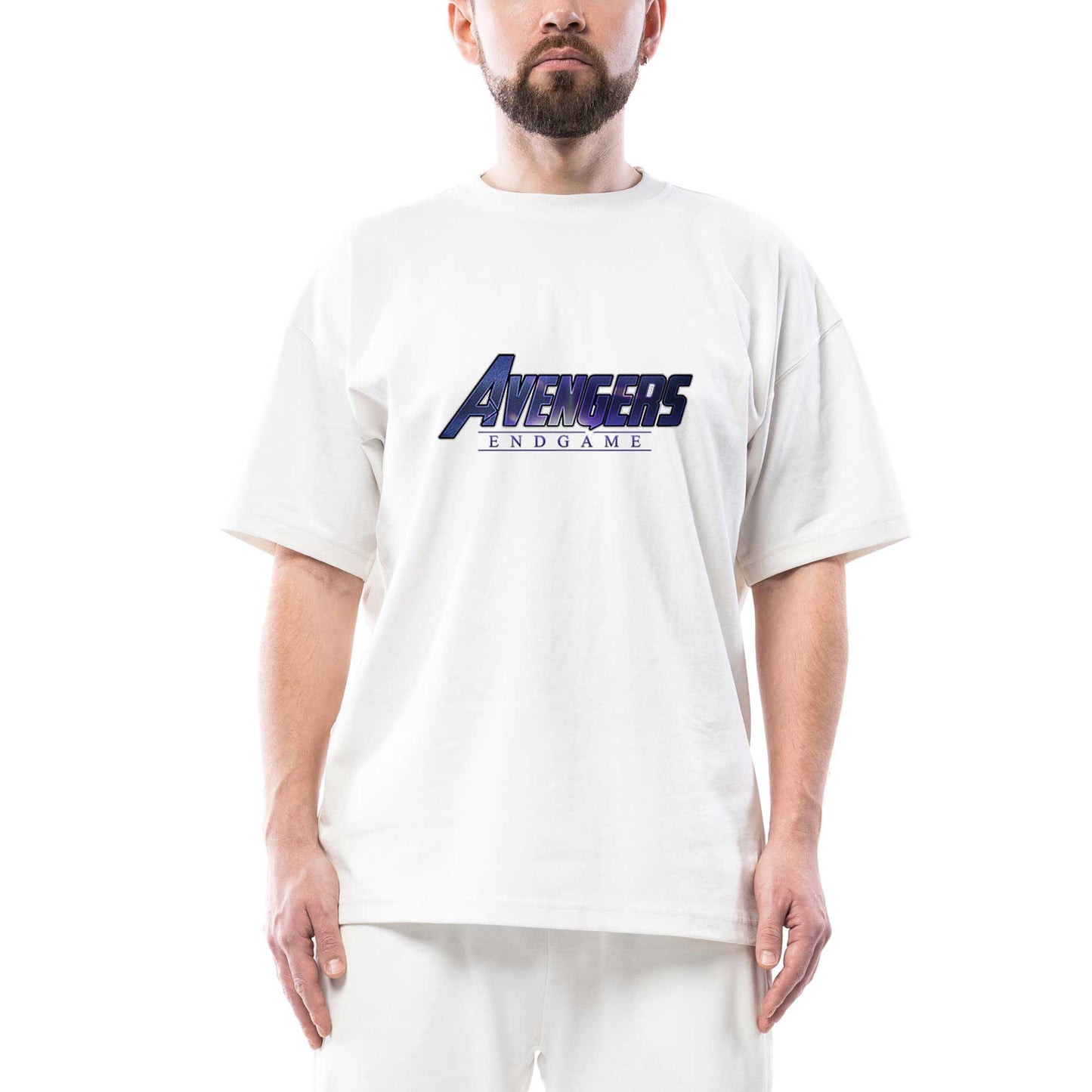 Avengers End Game Logo 3 Oversize Beyaz Tişört