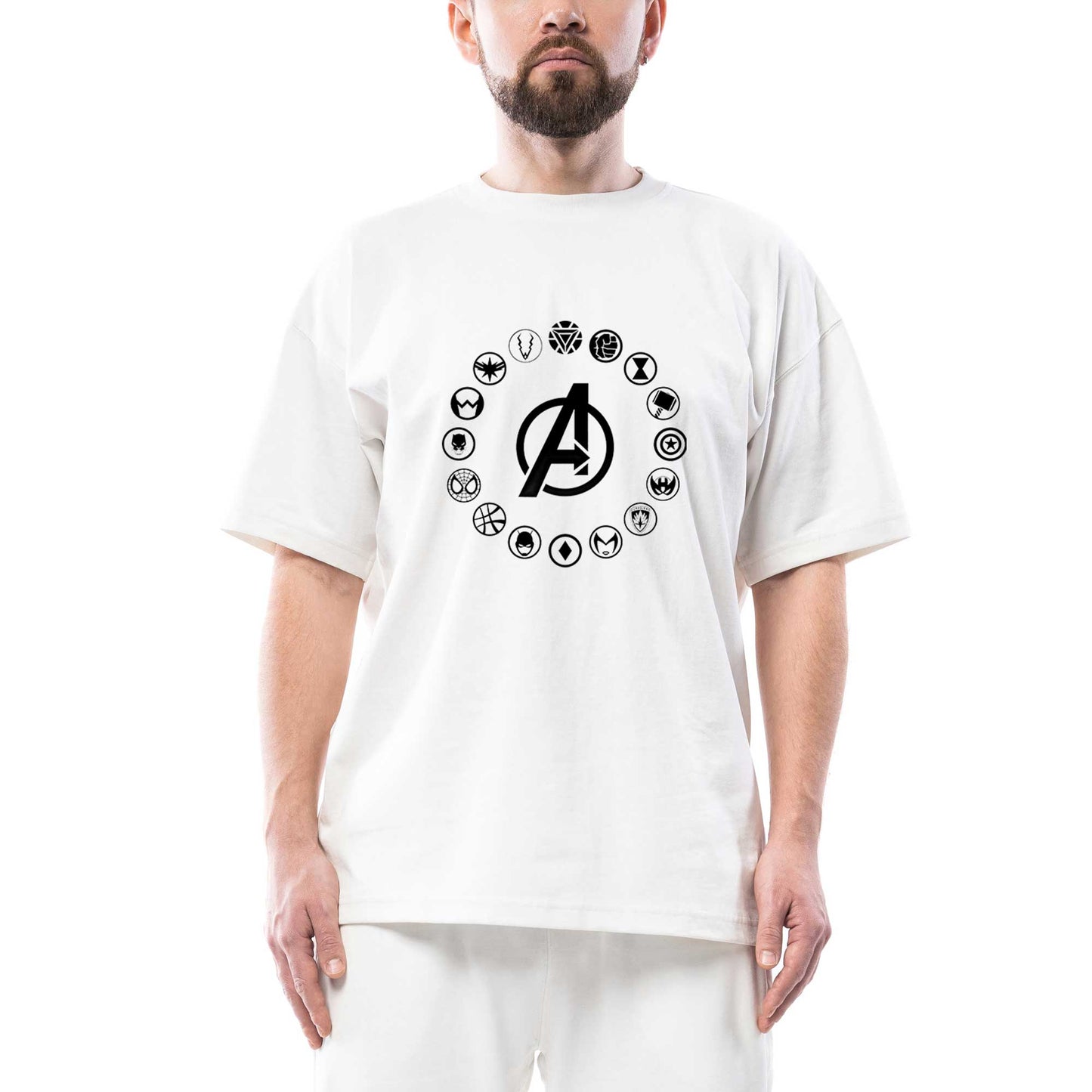 Avengers Heroes Logo Oversize Beyaz Tişört
