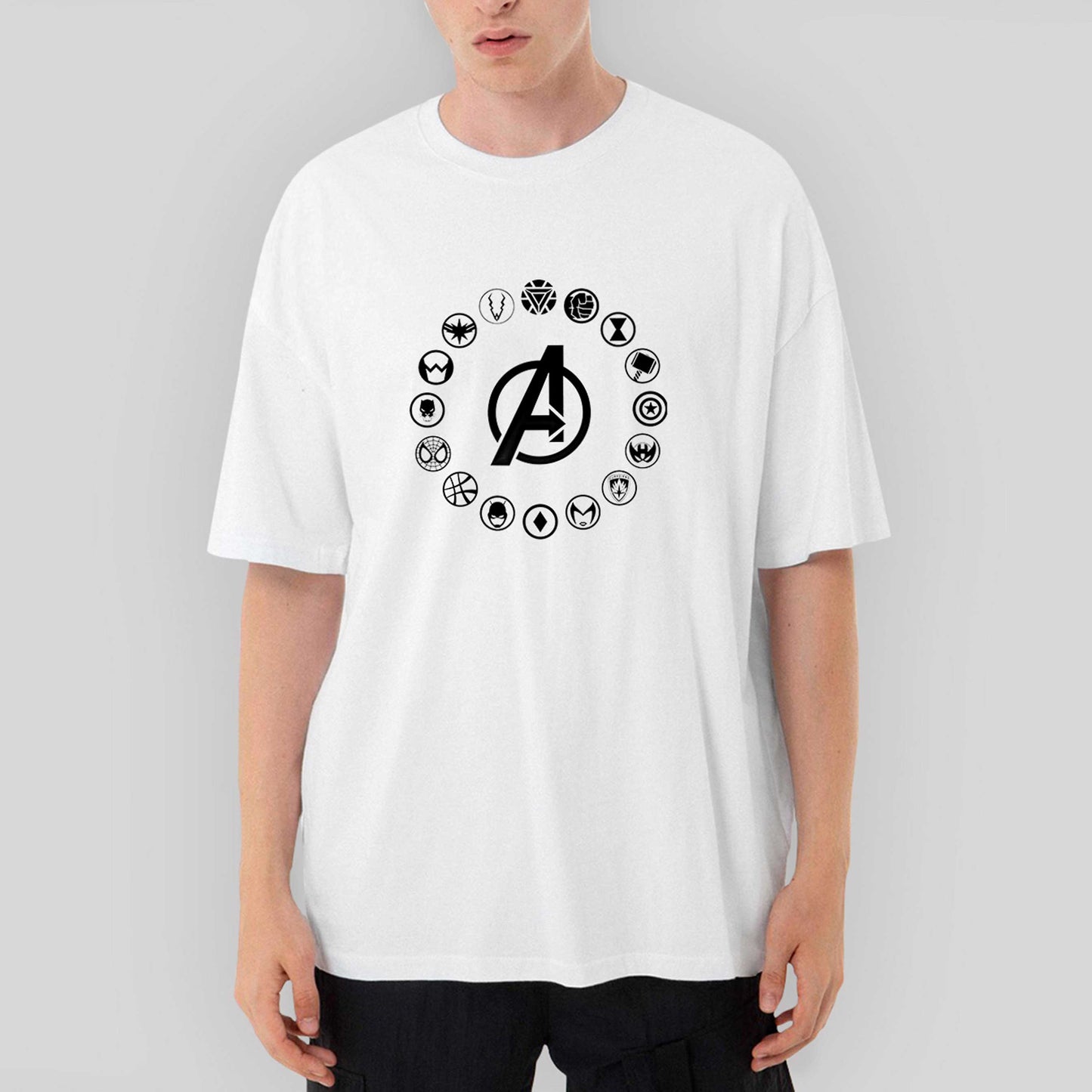 Avengers Heroes Logo Oversize Beyaz Tişört