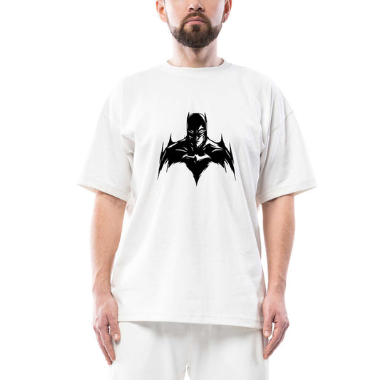Batman Silluhette Oversize Beyaz Tişört