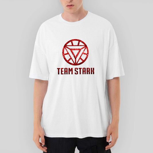 Iron Man Team Stark Oversize Beyaz Tişört