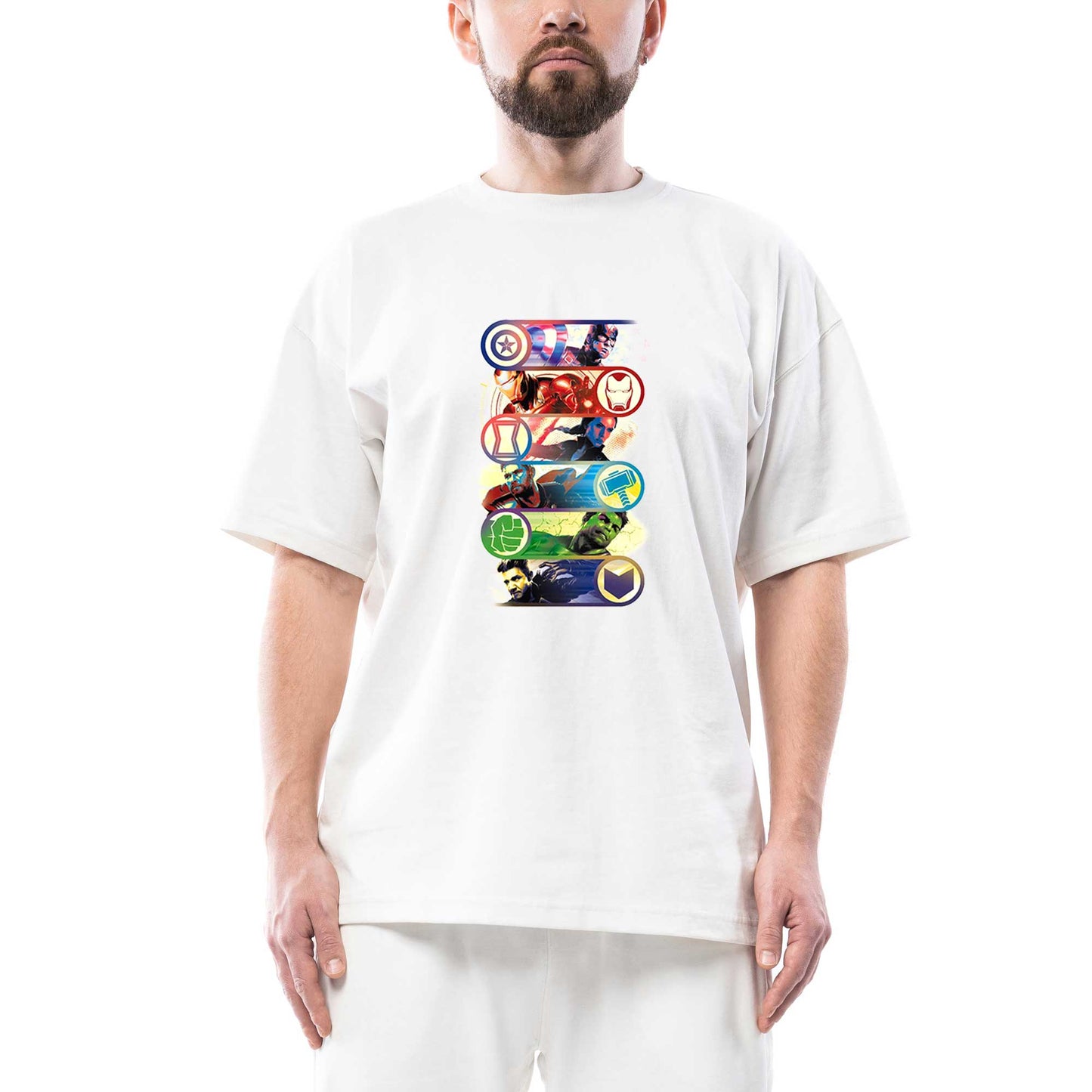 Marvel Heroes Oversize Beyaz Tişört