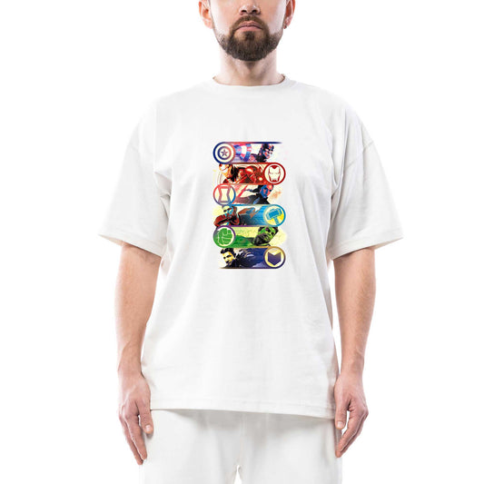 Marvel Heroes Oversize Beyaz Tişört