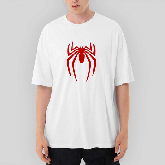 Spiderman Logo Oversize Beyaz Tişört