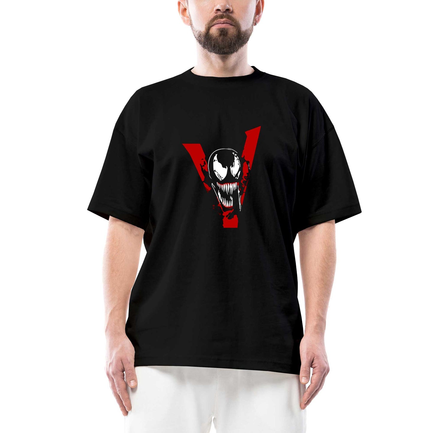 Venom V Oversize Siyah Tişört