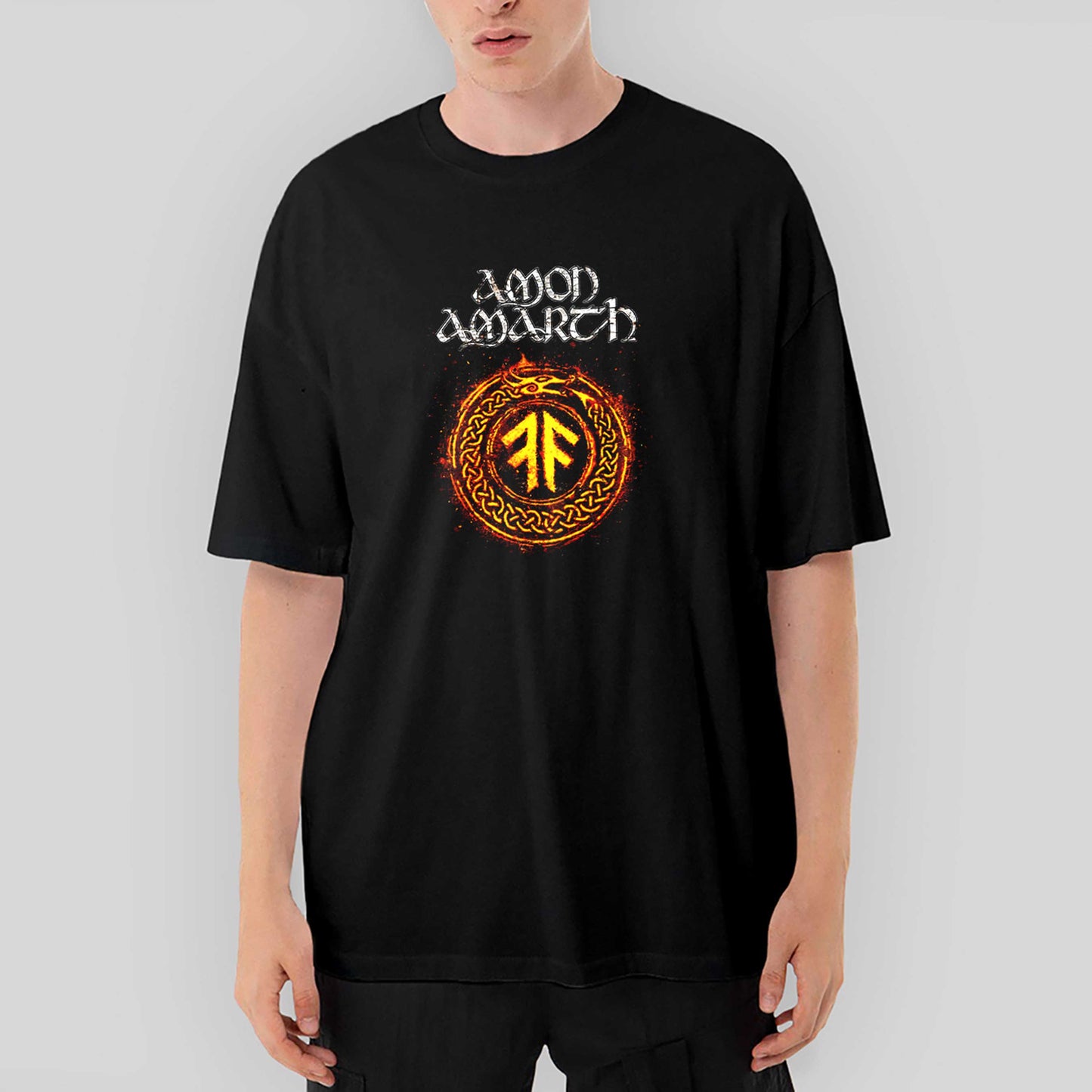 Amon Amarth Skull Oversize Siyah Tişört