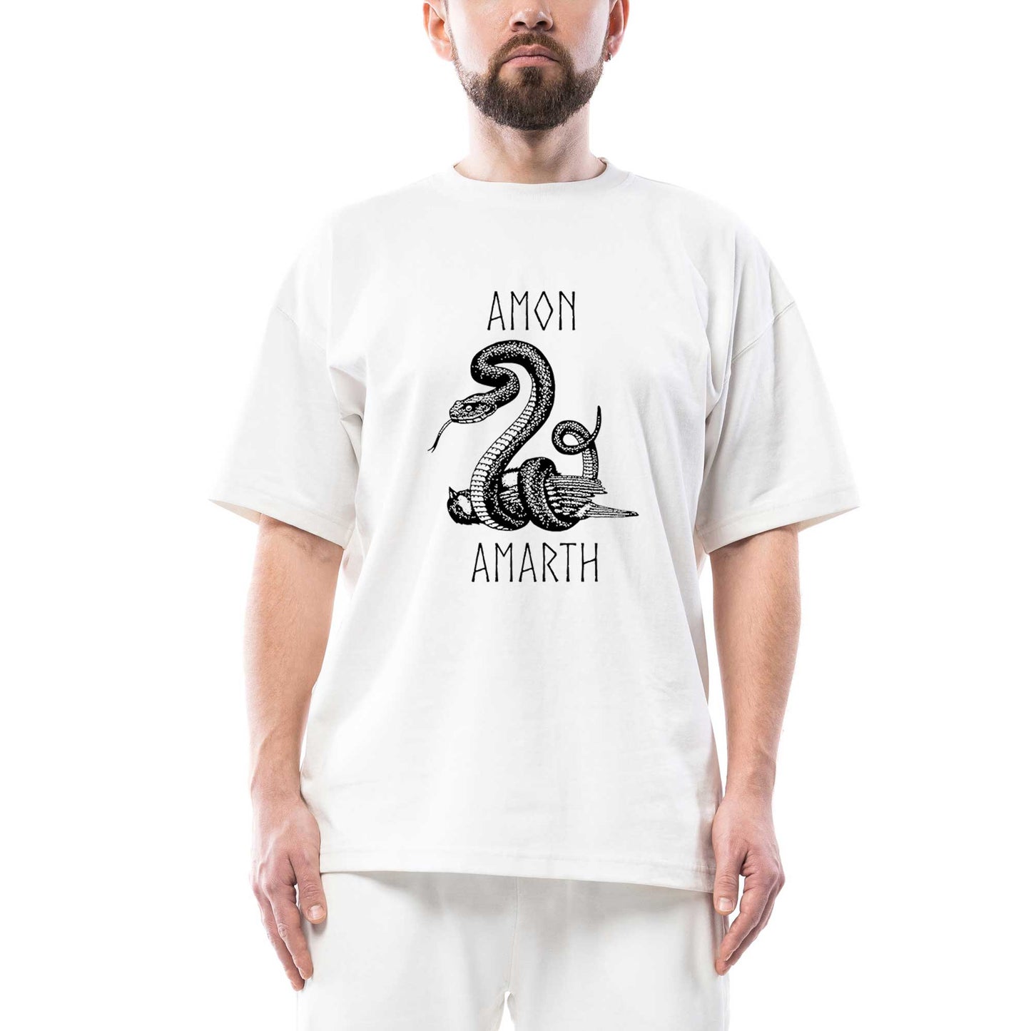 Amon Amarth Snake Oversize Beyaz Tişört