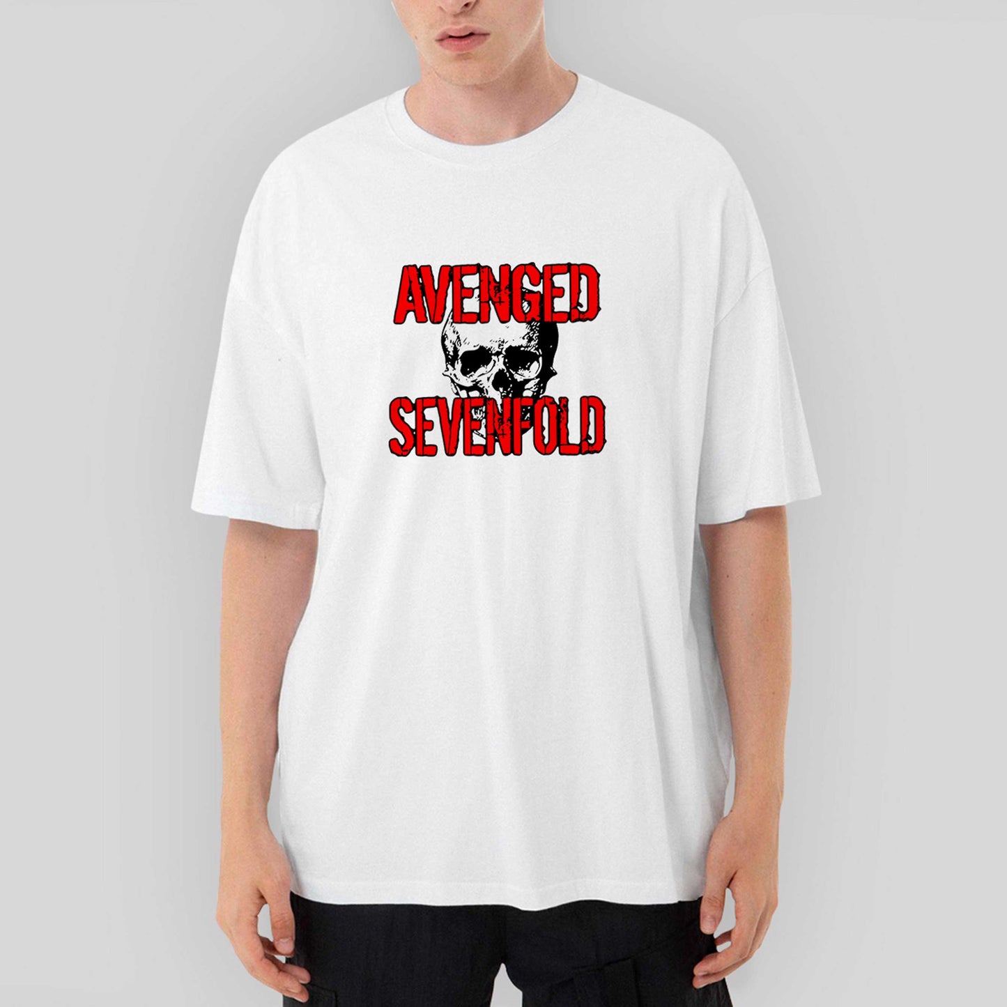 Avenged Sevenfold Skull Oversize Beyaz Tişört