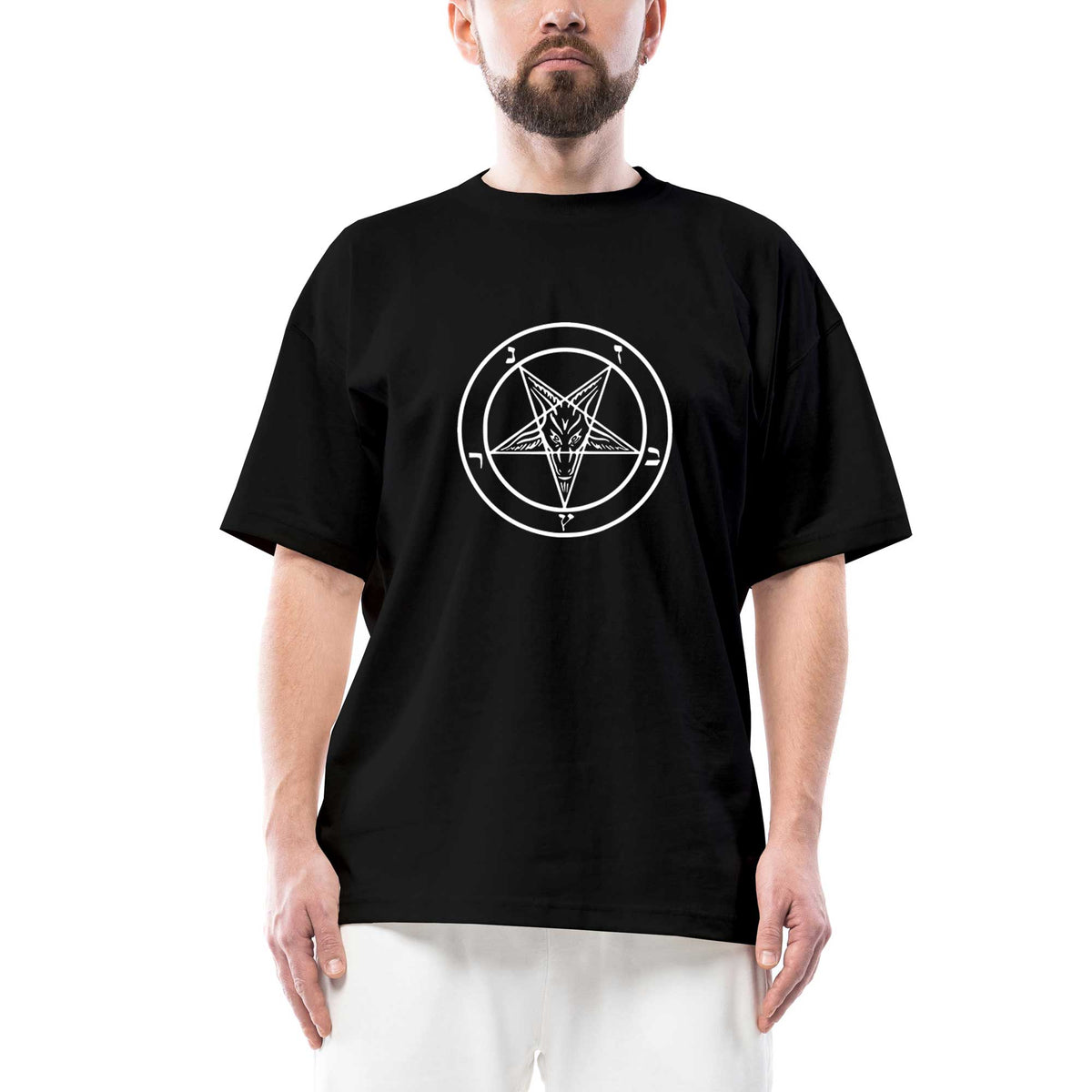 Baphomet Logo Oversize Siyah Tişört