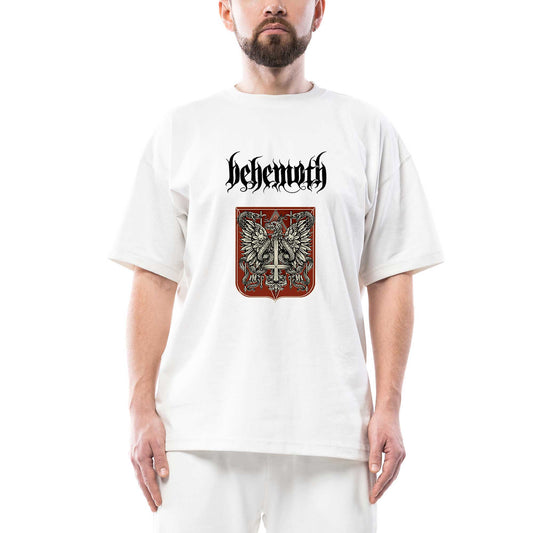 Behemoth Eagle and Snake Oversize Beyaz Tişört