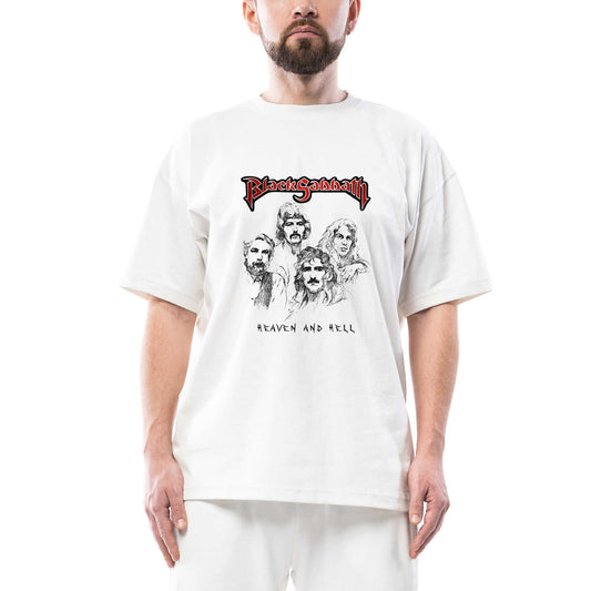 Black Sabbath Heaven And Hell Oversize Beyaz Tişört