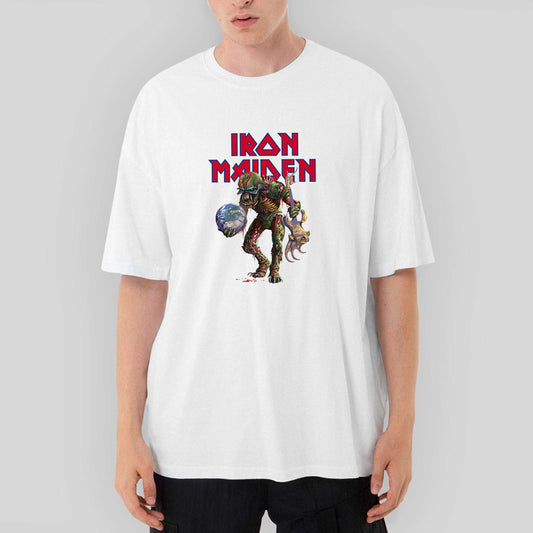 Iron Maiden Monster Guitarist Oversize Beyaz Tişört