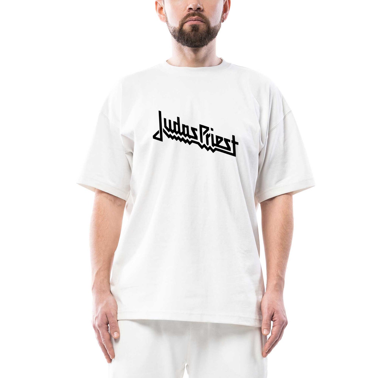 Judas Priest Logo Oversize Beyaz Tişört