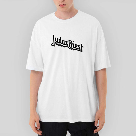 Judas Priest Logo Oversize Beyaz Tişört