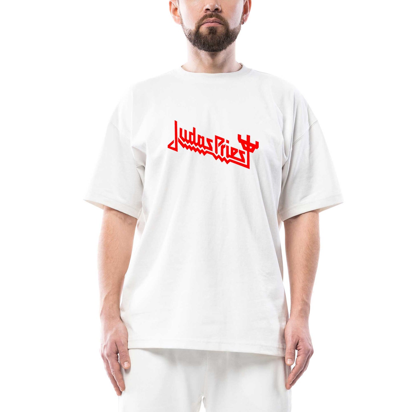 Judas Priest Logo 3 Oversize Beyaz Tişört