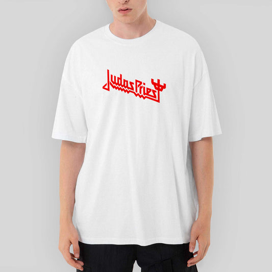 Judas Priest Logo 3 Oversize Beyaz Tişört