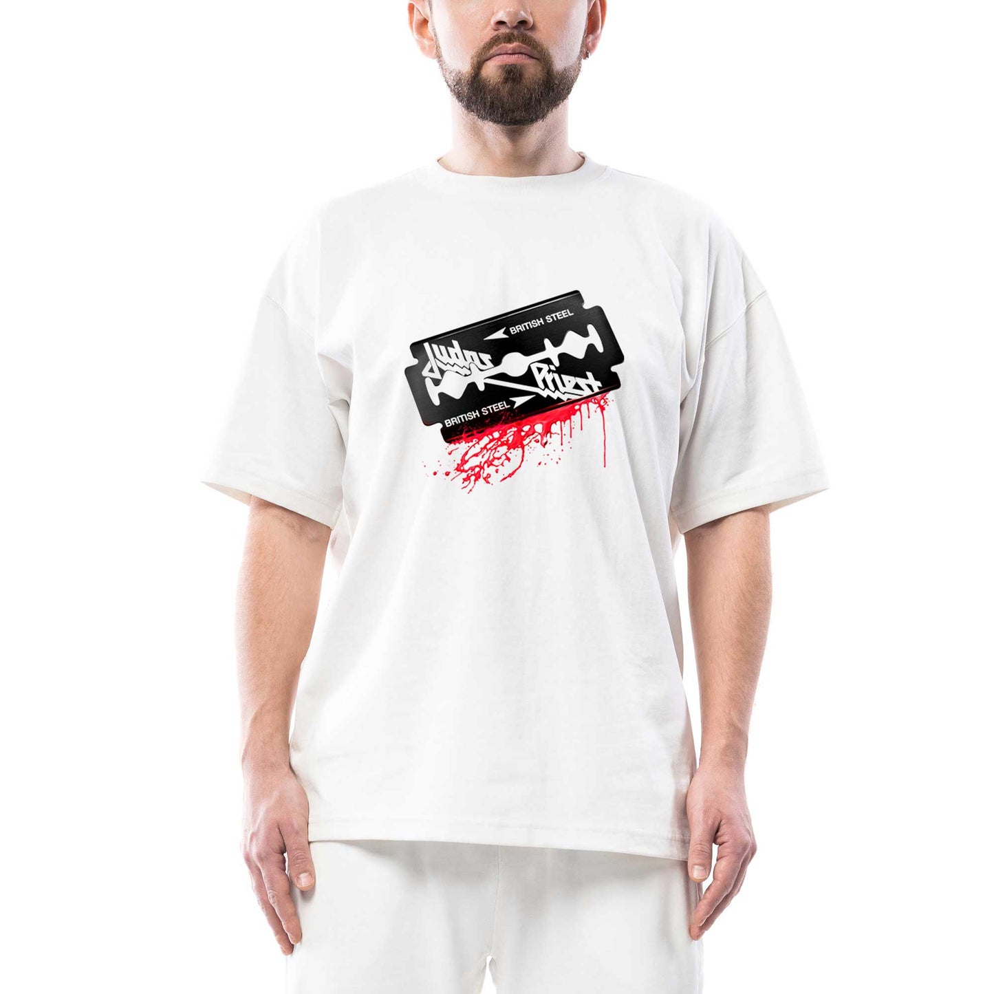 Judas Priest Steel Oversize Beyaz Tişört
